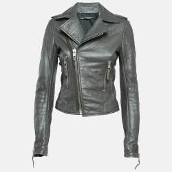 Balenciaga Green Leather Biker Jacket M
