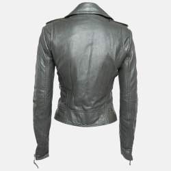 Balenciaga Green Leather Biker Jacket M