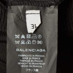 Pre Owned Balenciaga Black/Blue Textured Knit Mini Dress S