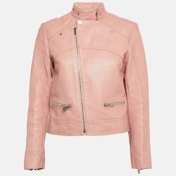 مملوكة مسبقًا \جاكيت رايدر بسحاب جلدي وردي بالنسياغا مقاس متوسط\
