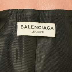 مملوكة مسبقًا \جاكيت رايدر بسحاب جلدي وردي بالنسياغا مقاس متوسط\