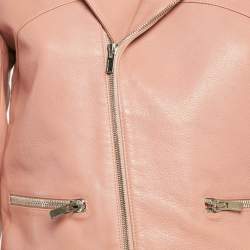 مملوكة مسبقًا \جاكيت رايدر بسحاب جلدي وردي بالنسياغا مقاس متوسط\