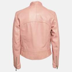 مملوكة مسبقًا \جاكيت رايدر بسحاب جلدي وردي بالنسياغا مقاس متوسط\