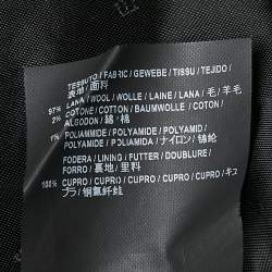 Balenciaga Navy Blue Checkered Wool Mid-Length Coat M
