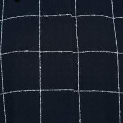 Balenciaga Navy Blue Checkered Wool Mid-Length Coat M