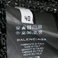 Pre Owned Balenciaga Black Glossy Knit Sleeveless Mini Dress M