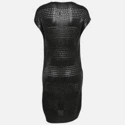 Pre Owned Balenciaga Black Glossy Knit Sleeveless Mini Dress M