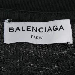 Pre Owned Balenciaga Black Logo Print Cotton Jersey Oversized T-Shirt XS