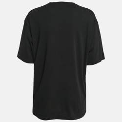 Pre Owned Balenciaga Black Logo Print Cotton Jersey Oversized T-Shirt XS