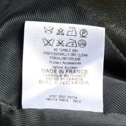 Pre Owned Balenciaga Black Leather Zip-Up Biker Jacket S