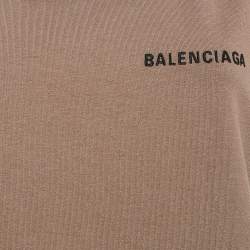 Pre Owned Balenciaga Brown Logo Embroidered Jersey Sleeveless T-Shirt XXS