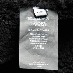 Pre Owned Balenciaga Black Leather and Shearling Oversized Jacket L