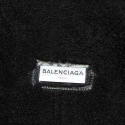 Pre Owned Balenciaga Black Leather and Shearling Oversized Jacket L