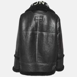 Pre Owned Balenciaga Black Leather and Shearling Oversized Jacket L