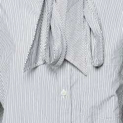 Pre Owned Balenciaga Black/White Logo Print Stripe Cotton Oversized Shirt S