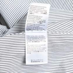 Pre Owned Balenciaga Black/White Logo Print Stripe Cotton Oversized Shirt S