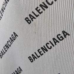 Pre Owned Balenciaga Allover Logo Rib Knit Wrap Midi Dress S