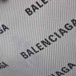 Pre Owned Balenciaga Allover Logo Rib Knit Wrap Midi Dress S