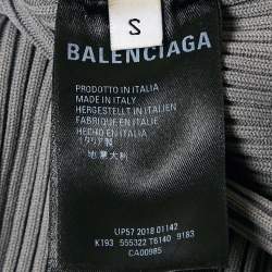 Pre Owned Balenciaga Allover Logo Rib Knit Wrap Midi Dress S