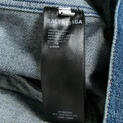 Balenciaga Blue Logo Embroidery Denim Oversized Jacket S