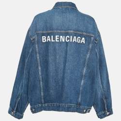 Balenciaga Blue Logo Embroidery Denim Oversized Jacket S