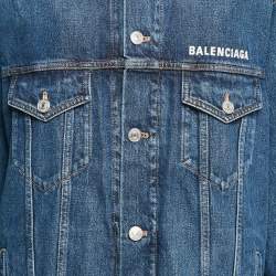 Balenciaga Blue Logo Embroidery Denim Oversized Jacket S