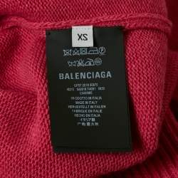 مملوكة مسبقًا Balenciaga Pink Logo Embroidered Wool Rib Knit Turtleneck Sweater XS