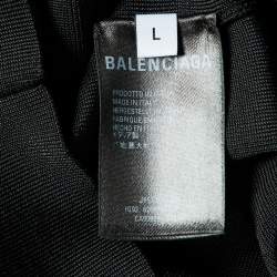Pre Owned Balenciaga Black Jersey Logo Detail Crew Neck Sweater L