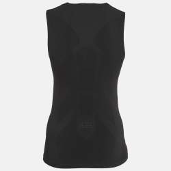 Pre Owned Balenciaga Black Logo Print Jersey Tank Top M
