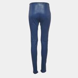 Balenciaga Blue Genuine Leather Skinny Fit Pants L 