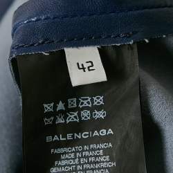 Balenciaga Blue Genuine Leather Skinny Fit Pants L 