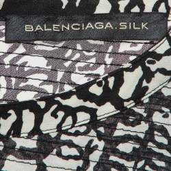 Pre Owned Balenciaga Black/White Abstract Print Silk Mini Dress S