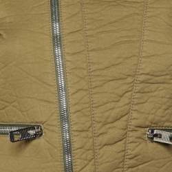 Pre Owned Balenciaga Green Cotton Blend Quilt Detail Biker Jacket S