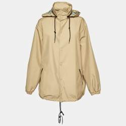 Pre Owned Balenciaga Beige Logo Print Nylon Windbreaker Jacket M