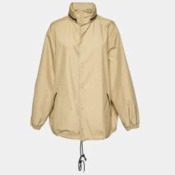 Pre Owned Balenciaga Beige Logo Print Nylon Windbreaker Jacket M