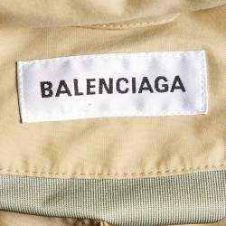 Pre Owned Balenciaga Beige Logo Print Nylon Windbreaker Jacket M