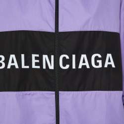 Balenciaga Purple Logo Embroidered Cotton Oversized Jacket S