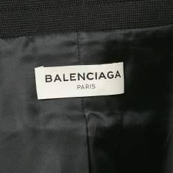 Pre Owned Balenciaga Black Stretch Cotton Single Breasted Coat M