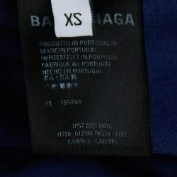 Pre Owned Balenciaga Blue Logo Embroidered Cotton Political Campaign T-Shirt XS