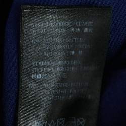 Pre Owned Balenciaga Blue Logo Embroidered Cotton Political Campaign T-Shirt XS