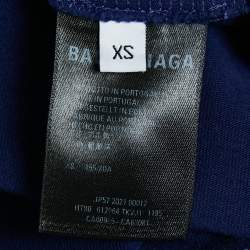 Pre Owned Balenciaga Blue Logo Embroidered Cotton Political Campaign T-Shirt XS