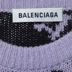 مملوكة مسبقًا Balenciaga Purple Logo Wool Knit Oversized Sweater S