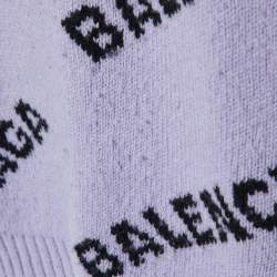 مملوكة مسبقًا Balenciaga Purple Logo Wool Knit Oversized Sweater S