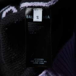 مملوكة مسبقًا Balenciaga Purple Logo Wool Knit Oversized Sweater S