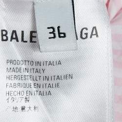 Pre Owned Balenciaga Pink/White Stripe Cotton Neck Tie Detail Oversized Shirt S