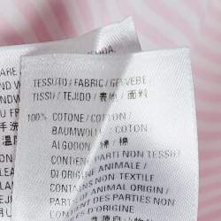 Pre Owned Balenciaga Pink/White Stripe Cotton Neck Tie Detail Oversized Shirt S