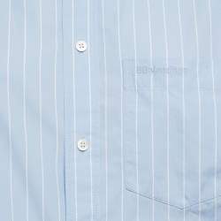 Pre Owned Balenciaga Blue Stripe Cotton Blend Asymmetric Oversized Shirt S