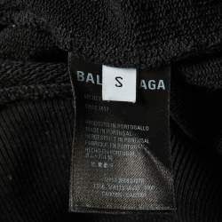 Pre Owned Balenciaga Black Logo Print Cotton Hooded Sweatshirt S