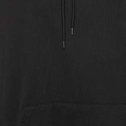 Pre Owned Balenciaga Black Logo Print Cotton Hooded Sweatshirt S