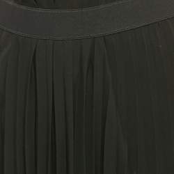 Balenciaga Black Plisse Raw Edge Faux Wrap Midi Skirt S